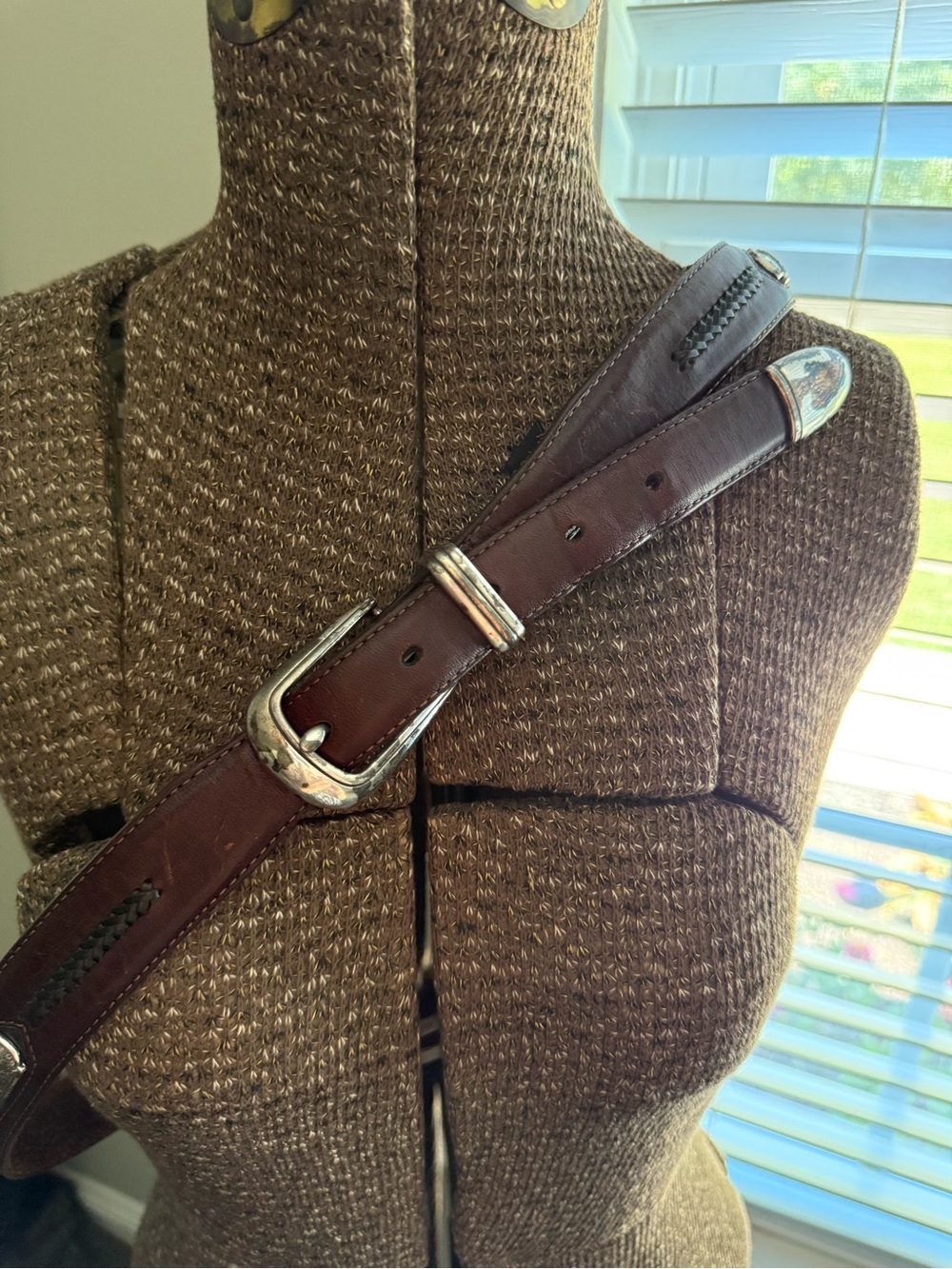 Brighton Brown Leather Belt with Silver-Tone golfers & Buckle